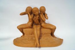After Ary-Jean Bitter (1883-1973), a terracotta figure group - 'See No Evil, Speak No Evil,