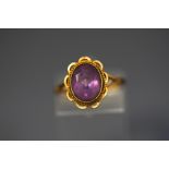 An amethyst single stone ring, stamped '9ct', finger size M, 2.