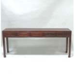 A Chinese stained hardwood side table, with five drawers,
