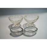 Two pairs of 19th century Regency style cut glass salts,