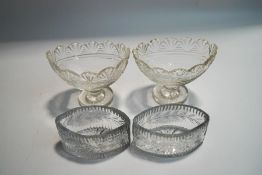 Two pairs of 19th century Regency style cut glass salts,
