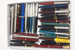 A large quantity of fountain and other pens: Waterman, Parker,