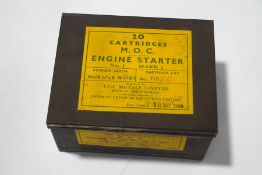 WWII empty box of aircraft engine starter cartridges, dated May 1940,