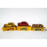 Three Dinky Toys, No.154 Hillman Minx Saloon, No.151 Triumph 1800 Saloon, and No.