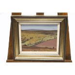 Manner of Ben Nicholson Extensive landscape Oil on board 21cm x 26cm