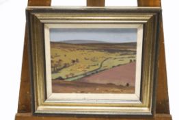 Manner of Ben Nicholson Extensive landscape Oil on board 21cm x 26cm