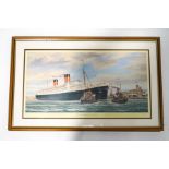 S.W. Fisher 'The Queen Elizabeth at Southampton' Limited edition print