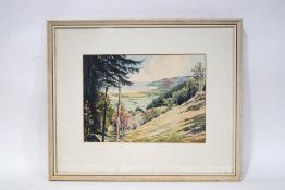 Sidney Perrin Extensive landscape with the coast in the distance Watercolour Signed lower