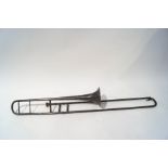 A silver plated trombone, 111cm long.