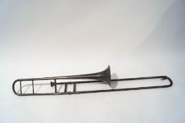 A silver plated trombone, 111cm long.