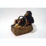 A Dean's Childsplay plush covered figure of a monkey with rubber hands, feet and face, 32cm high,