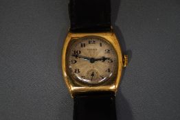 Rolex, a gentleman's 9 carat gold wrist watch,