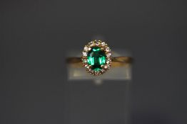 A 9 carat synthetic stone cluster ring,