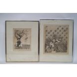 Amanda Horton (Contemporary) Faceless figures in armchairs Etching limited edition,