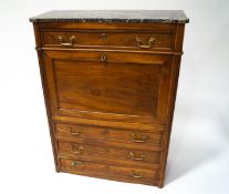 A 19th century Dutch mahogany escritoire, the black marble top above one drawer,