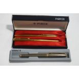 A Parker Sterling Vermeil cap and barrel fountain pen, with 14k nib,