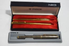 A Parker Sterling Vermeil cap and barrel fountain pen, with 14k nib,