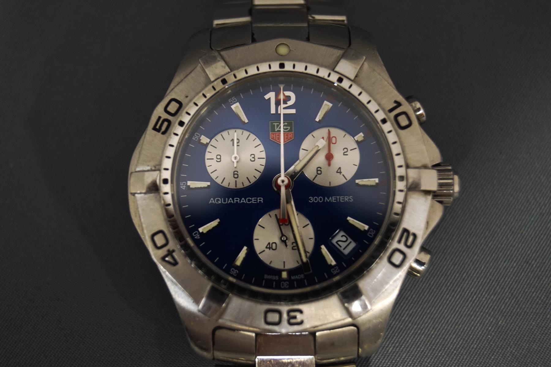 Tag Heuer, 300M Aquaracer gentleman's stainless steel chronograph bracelet watch,