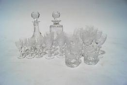 A suite of Royal Brierley cut glass comprising of a ships decanter and stopper,