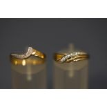 A 9 carat gold diamond ring, set with eight small brilliant cut diamonds,