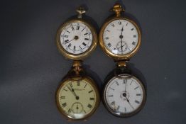A fob watch, the case stamped '935'; with three gilt metal fob watches,