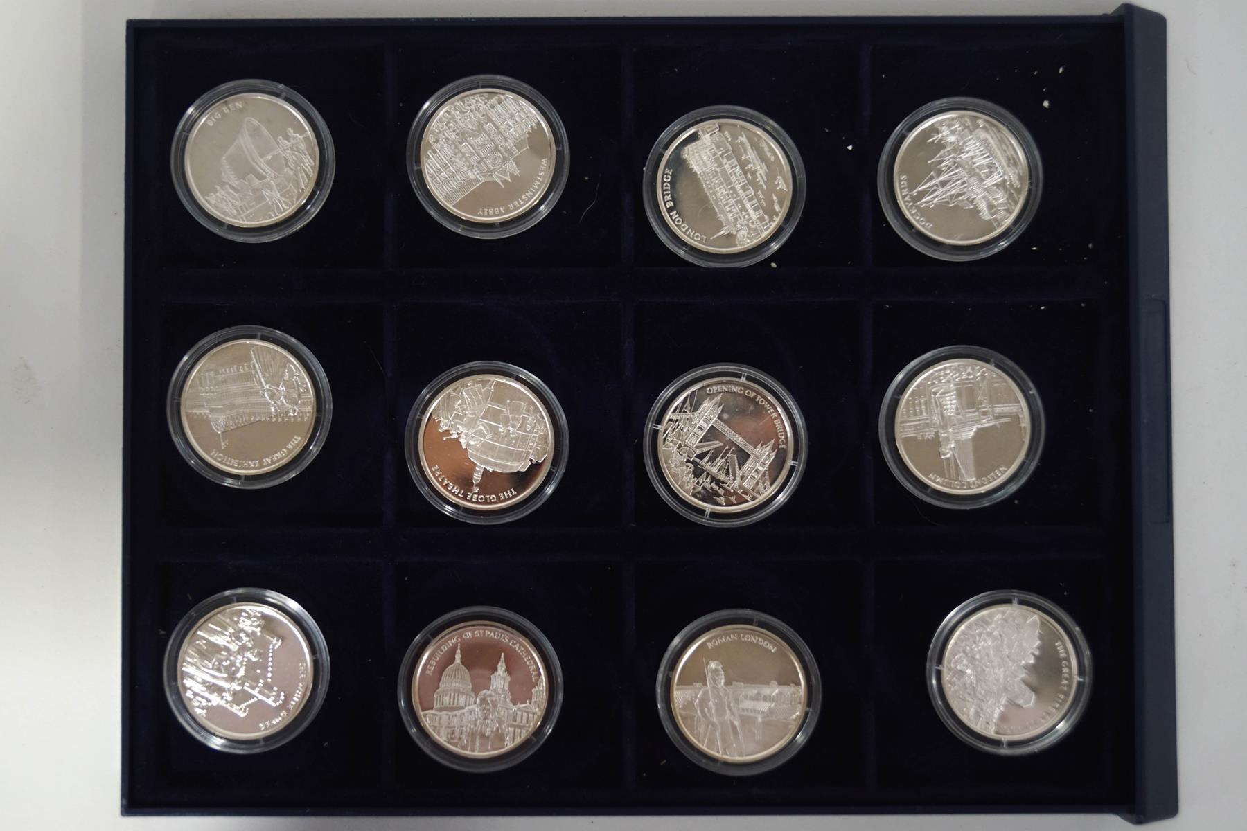A silver twelve coin proof set, The British Museum's 'History of London',