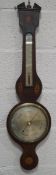 A 19th century mahogany barometer with inlaid roundels and shell patarae, the dial sign P.