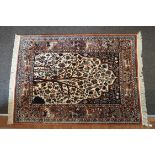 An Iranian modern silk mix rug, the central field with Tree of Life design,