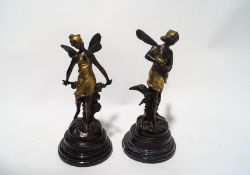 After Moreau, a pair of Art Nouveau style cast metal winged figures, signed,