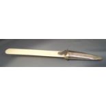 A silver handled ivory paper flip, Birmingham 1906,