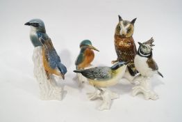 Five Karl Ens figures of birds, and a Goebel figure of a Nuthatch, 16.5cm at highest.