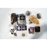 Various coinage, British and foreign, including pre-1947 crowns, sixpences, shillings, pennies,