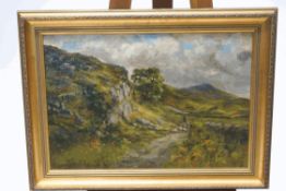 W Gabdow??? Shepherd within a mountainous landscape Oil on canvas Signed lower left 45cm x 65cm