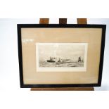 William Lionel Wyllie 'Atlantic Fleet Coming in to Portsmouth Harbour' Etching 17cm x 35cm Signed