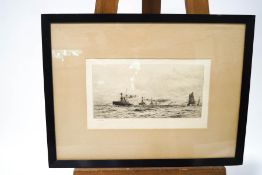 William Lionel Wyllie 'Atlantic Fleet Coming in to Portsmouth Harbour' Etching 17cm x 35cm Signed