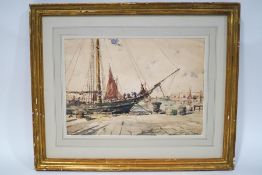 Paul Le Comte A French Port Pen and watercolour Thomas Agnew & Sons Ltd No 38533,