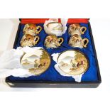 A Japanese Satsuma style coffee service, comprising of six cups and saucers,