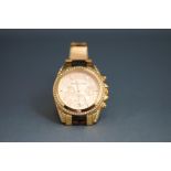 Michael Kors, a plated and tortoiseshell effect bracelet chronograph wristwatch,