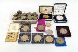 A quantity of coins, including Crowns (largely 1920-1947), Florins, Victorian, Sixpences,
