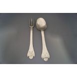 A pewter triffid fork and spoon,