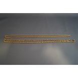 A 9 carat gold chain, of hollow rope links, broken, 53.
