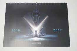 Three Lurssen Mega Yachts calendars, a limited edition print titled 'Dead Heat',