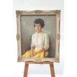 Sidney Morse Brown Seated girl in yellow skirt Pastel Signed lower right and dated 1960 74cm x 59cm