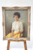 Sidney Morse Brown Seated girl in yellow skirt Pastel Signed lower right and dated 1960 74cm x 59cm