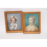 A pair of portrait miniatures, one of a boy wearing a sailor's outfit,