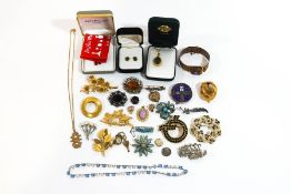 A Victorian jewellery box and a quantity of costume jewellery