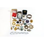 A Victorian jewellery box and a quantity of costume jewellery