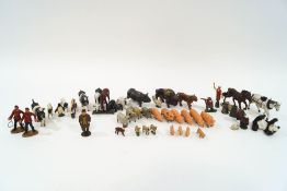 Assorted lead farm and zoo animals, and figures,