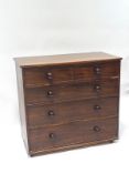 A Victorian mahogany chest of two short over three long drawers,