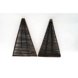 A pair of rustic wooden prune trays,